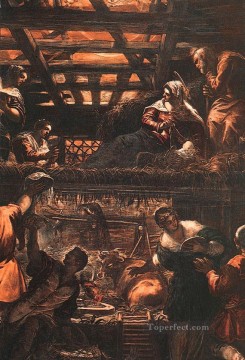  italiano Pintura al %C3%B3leo - La adoración de los pastores Tintoretto del Renacimiento italiano